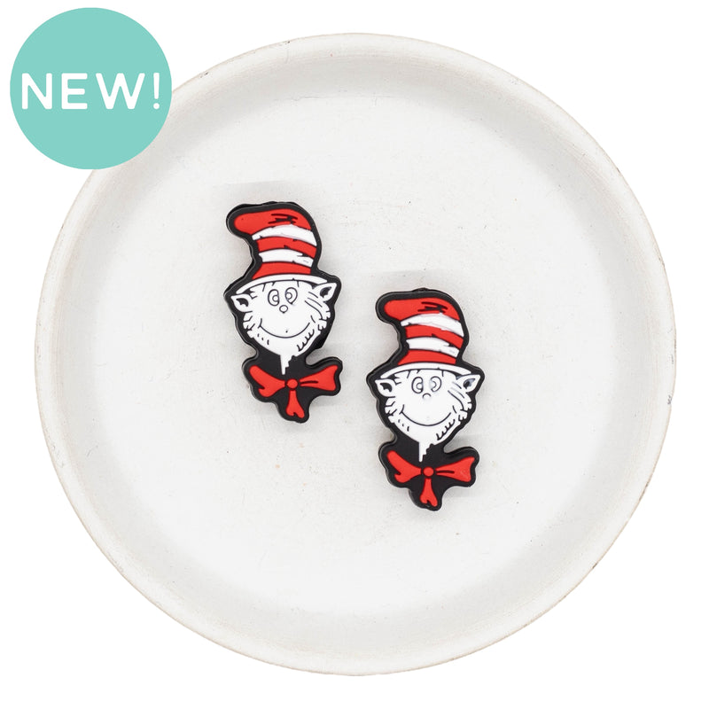 A Cat Who Wears Hats Silicone Focal Bead 36x19mm (Package of 2)