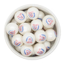 'Merica Rainbow Printed Beads 20mm (Package of 10)