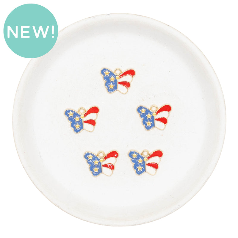 Patriotic Butterfly Enamel Charm 18x13mm (Package of 5)
