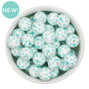 Fresh Mint Cross Printed Silicone Beads 15mm (Package of 10)