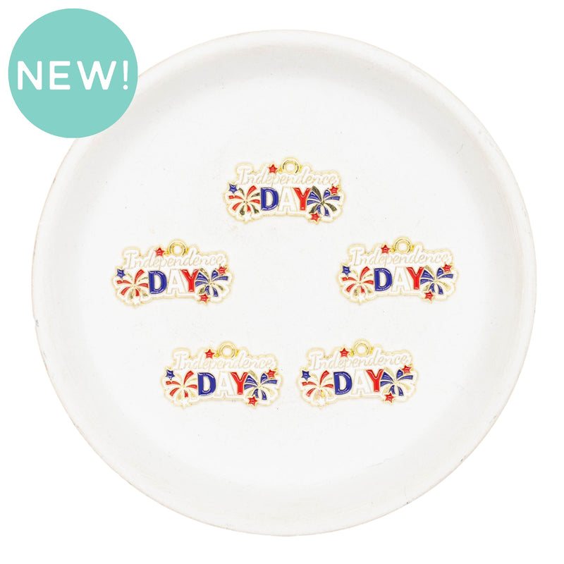 Independence Day Enamel Charm 14x26mm (Package of 5)