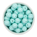 Fresh Mint w/White Vertical Stripe Printed Silicone Beads 15mm (Package of 10)