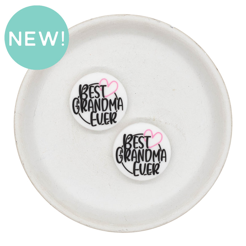 Best Grandma Ever Silicone Focal Bead 28mm (Package of 2)