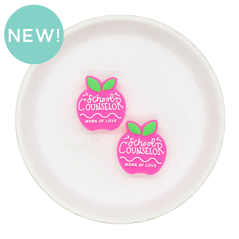 School Counselor Work of Love Silicone Focal Bead 28x25mm (Package of 2)