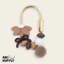 Latte Half Flower Silicone Focal Bead 18x30mm (Package of 2)