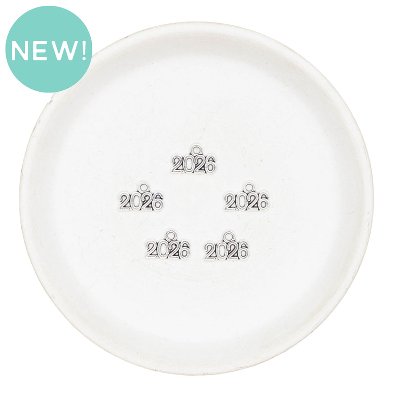 Silver 2026 Alloy Charm 9x14mm (Package of 5)