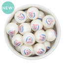 'Merica Rainbow Printed Beads 20mm (Package of 10)