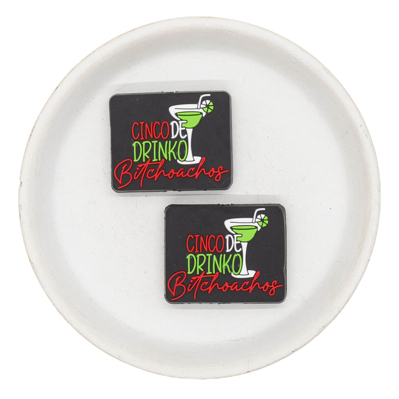 Cinco de Drinko Bitchoachos Silicone Focal Bead 29x36mm (Package of 2)