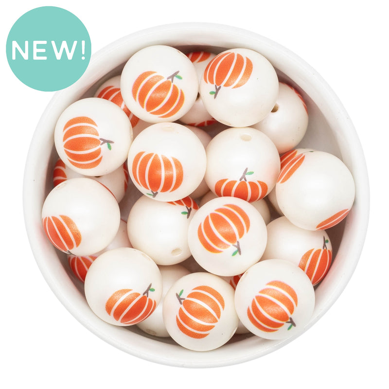 Pumpkin Printed Beads 20mm (Package of 10)
