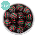 Red & Green Rhinestone Stripe Beads 20mm (Package of 10)