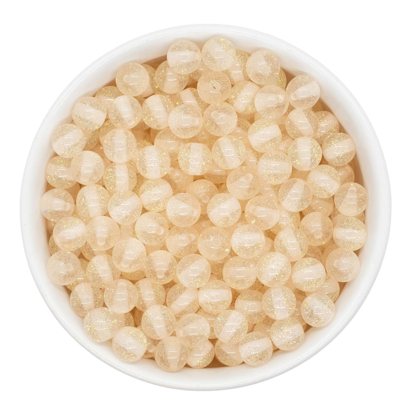 Ivory Super Glitter Beads 8mm (Package of Approx. 50 Beads)