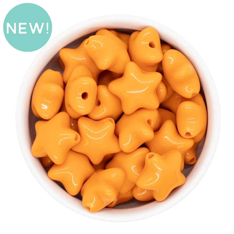 Orange Solid Star Bead 21mm (Package of 5)