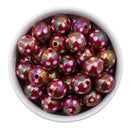 Iridescent Red Base Christmas Polka Dot Beads 16mm (Package of 10)