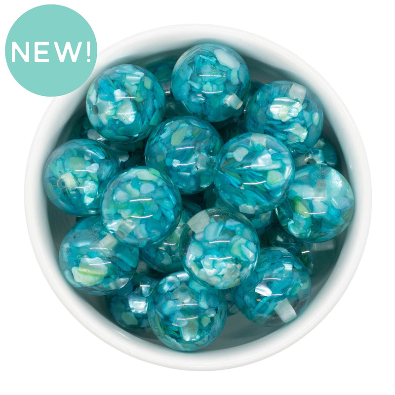 Teal Shades Suspended Crushed Shell Beads 20mm (Package of 5)