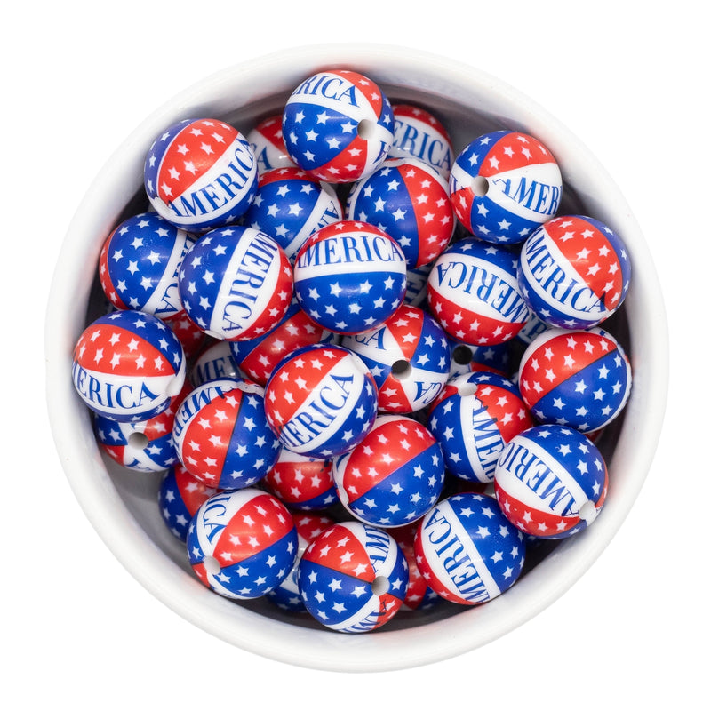 America & Stars Printed Beads 16mm (Package of 10)