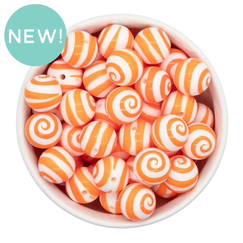 Orange Swirl Printed Silicone Beads 15mm (Package of 10)