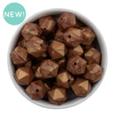 Antique Copper Metallic Hexagon Silicone Beads 16mm - Point Top (Package of 5)