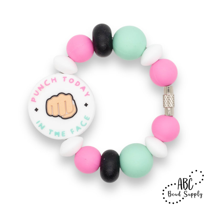 Punch Today in the Face Silicone Focal Bead 28mm (Package of 2)