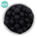 Black Solid Spiral 15mm Silicone Beads (Package of 10)