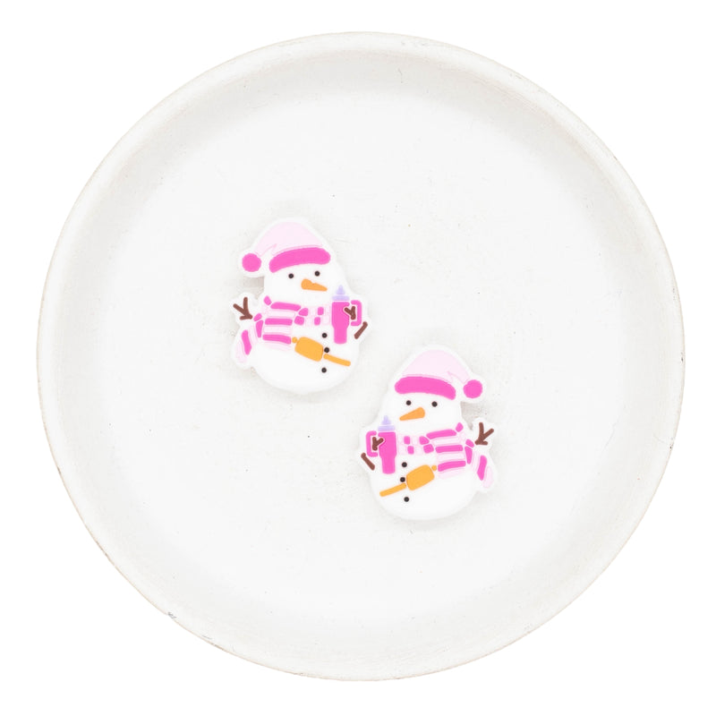 Bougie Snowman Silicone Focal Bead 28x23mm (Package of 2)