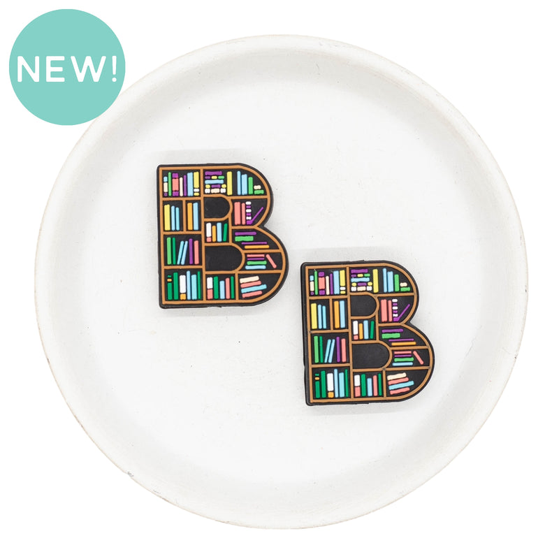 B is for Books Silicone Focal Bead 30x28mm (Package of 2)