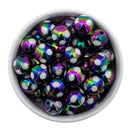 Black Iridescent Printed Polka Dot Beads 16mm (Package of 10)