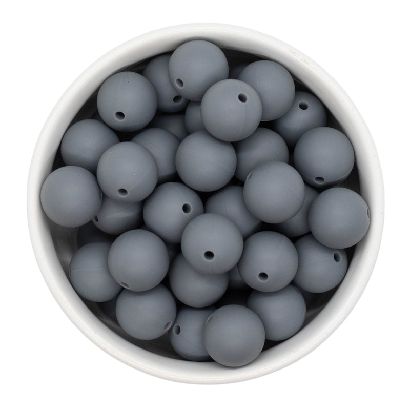 Fossil Grey Silicone Beads 15mm (Package of 10)