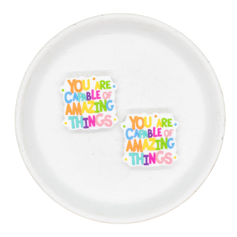 You Are Capable of Amazing Things Silicone Focal Bead 27x29mm (Package of 2)