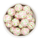 Pink Roses Overlay Printed Beads 20mm (Package of 10)