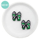 Bug Juice Striped Bow Silicone Focal Bead 28x26mm (Package of 2)