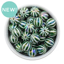 Iridescent Green Vertical Stripe Beads 16mm (Package of 10)