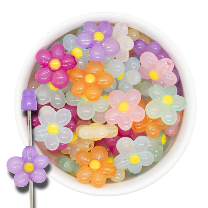 3-D Jelly Flower Bead Assortment 21x21x8mm (Package of 10)