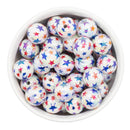 Iridescent Red & Royal Blue Star Printed Beads 16mm (Package of 10)