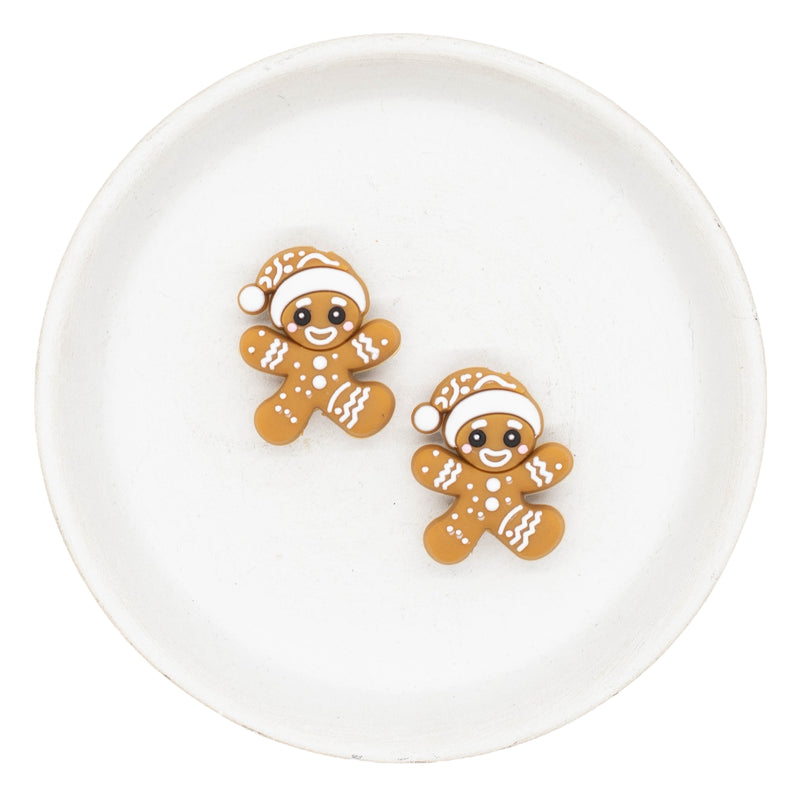 White Icing Gingerbread Silicone Focal Bead 28x23mm (Package of 2)