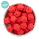 Red Hexagon Silicone Beads 14.5mm - Flat Top (Package of 5)