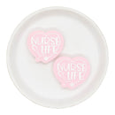 Pink Heart Nurse Life Silicone Focal Bead 34x38mm (Package of 2)