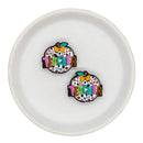 Multicolored Teacher Leopard Apple Silicone Focal Bead 26x29mm (Package of 2)