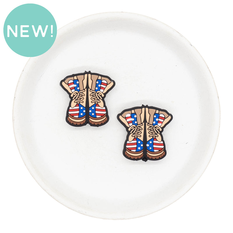 Patriotic Combat Boots Silicone Focal Bead 28mm (Package of 2)