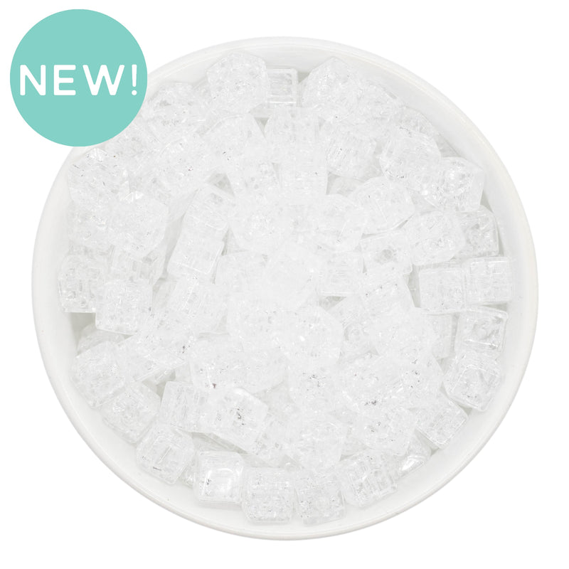 White/Clear Crackle Square Beads 8mm (Package of Approx. 35 Beads)