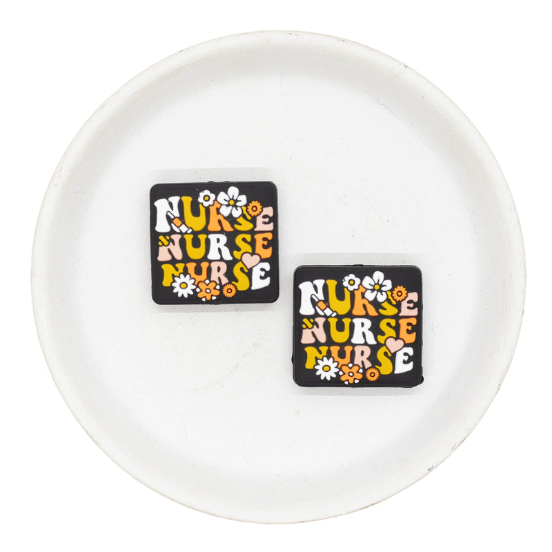 Nurse Nurse Nurse Silicone Focal Bead 26x27mm (Package of 2)