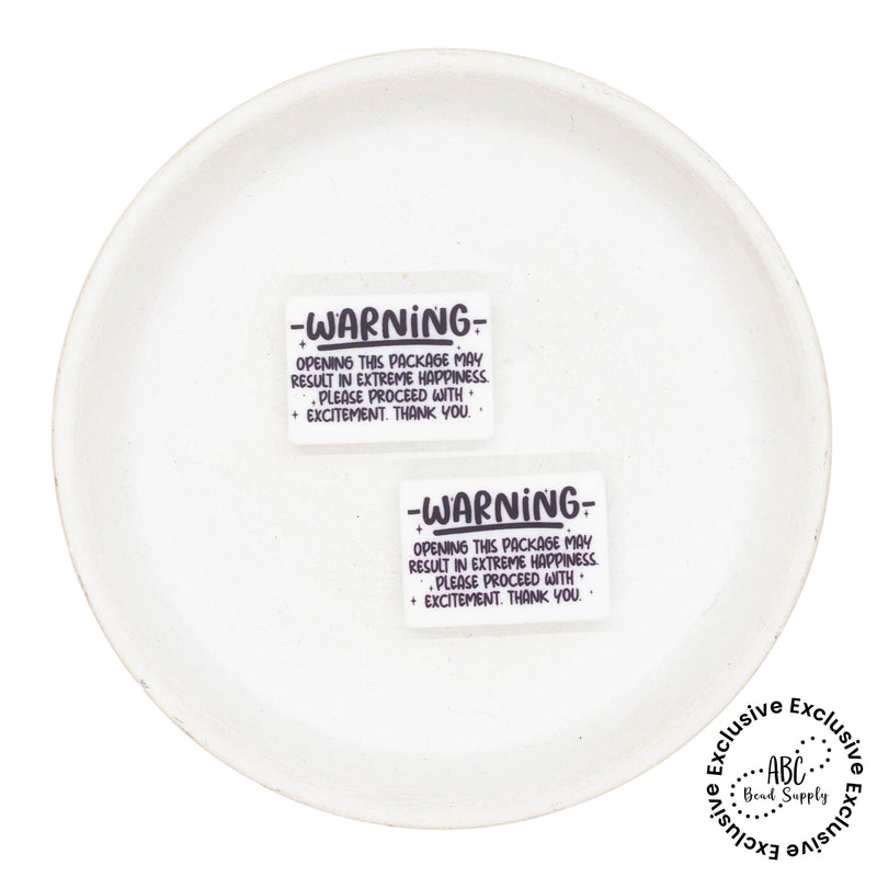 Warning for Opening Package Printed Silicone Focal Bead 20x28mm (Package of 2) - ABC Exclusive
