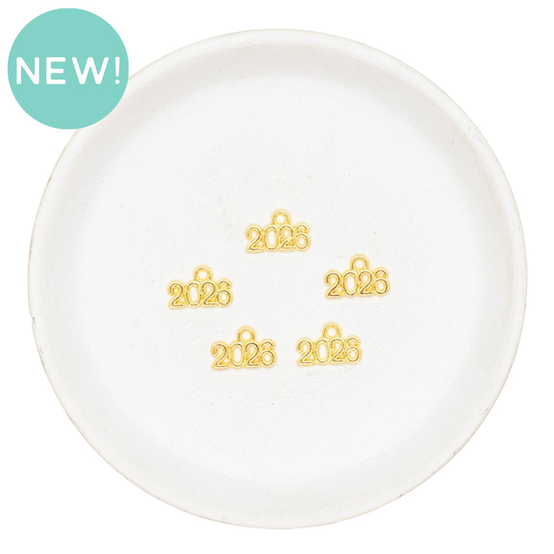 Gold 2026 Alloy Charm 9x14mm (Package of 5)