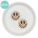 Neutral Check Smiley Silicone Focal Bead 27mm (Package of 2)
