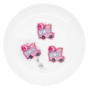 Pink Check School Bus Acrylic Accent 43x44mm (Package of 1)