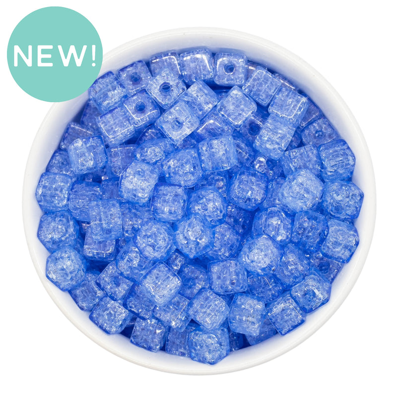 Sky Blue Crackle Square Beads 8mm (Package of Approx. 35 Beads)