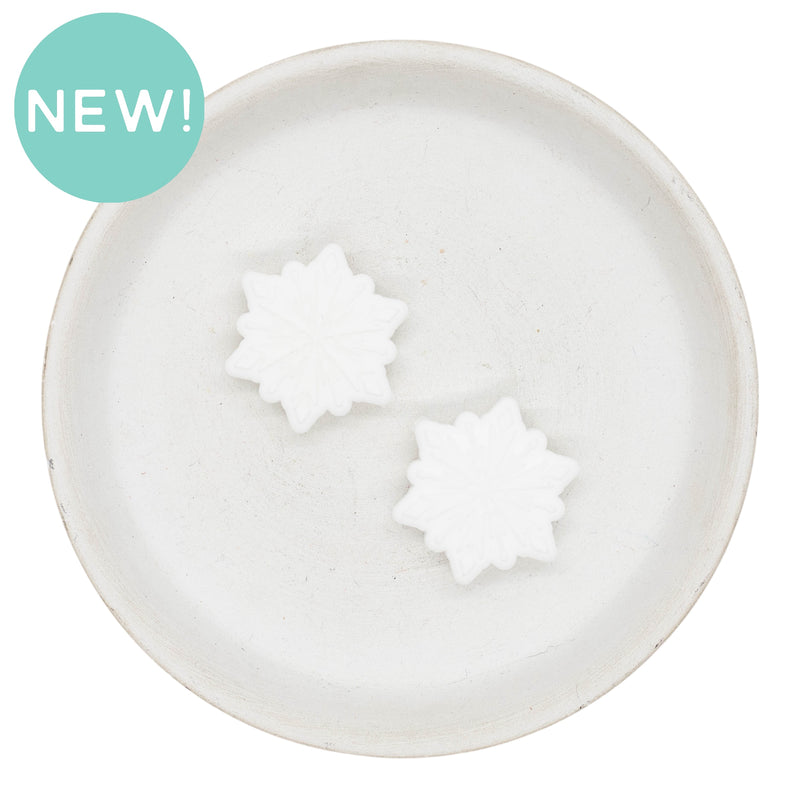 White on White Ornate Snowflake Silicone Focal Bead 25mm (Package of 2)