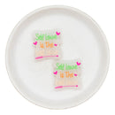 Self Love is the Best Love Glitter Silicone Focal Bead 28x30mm (Package of 2)