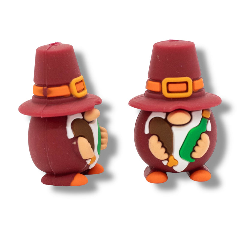 3-D Thanksgiving Gnome Silicone Focal Bead 33x21x19mm (Package of 2)