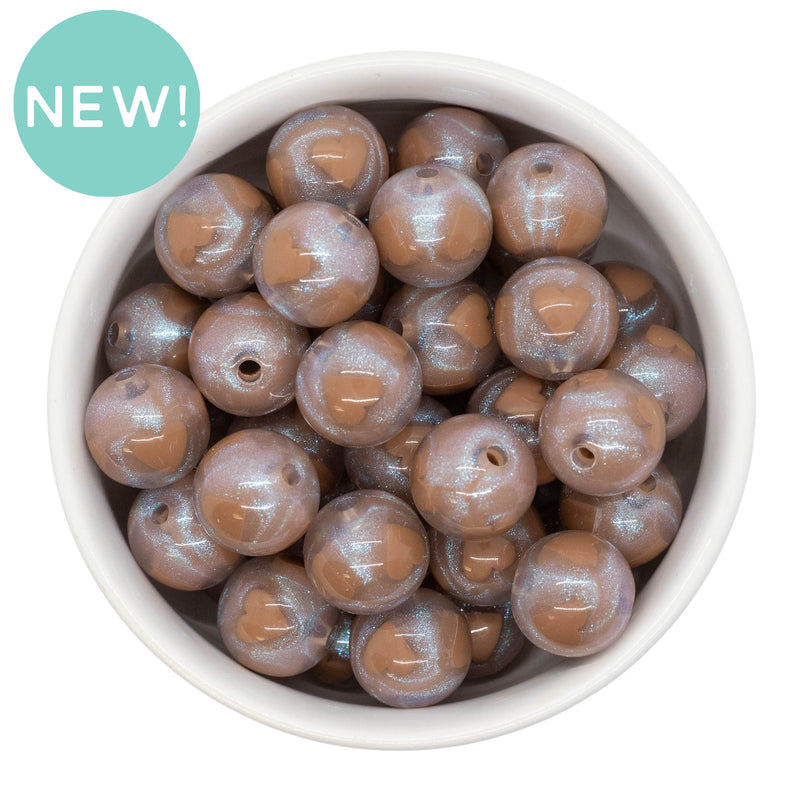 Shimmery Latte Heart Inlay Beads 16mm (Package of 10)