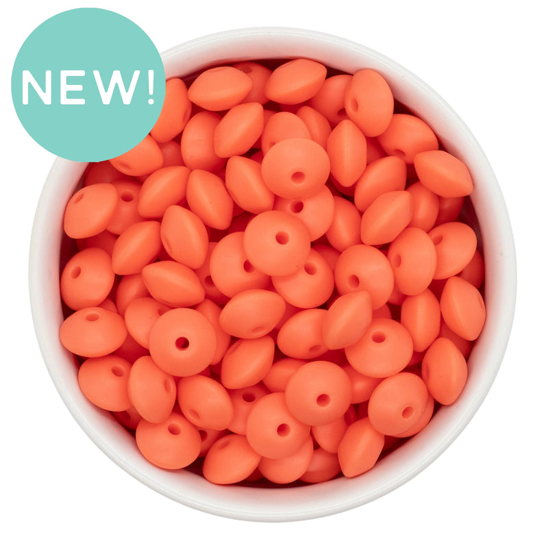 Sunset Orange Silicone Lentil Beads 7x12mm (Package of 20)